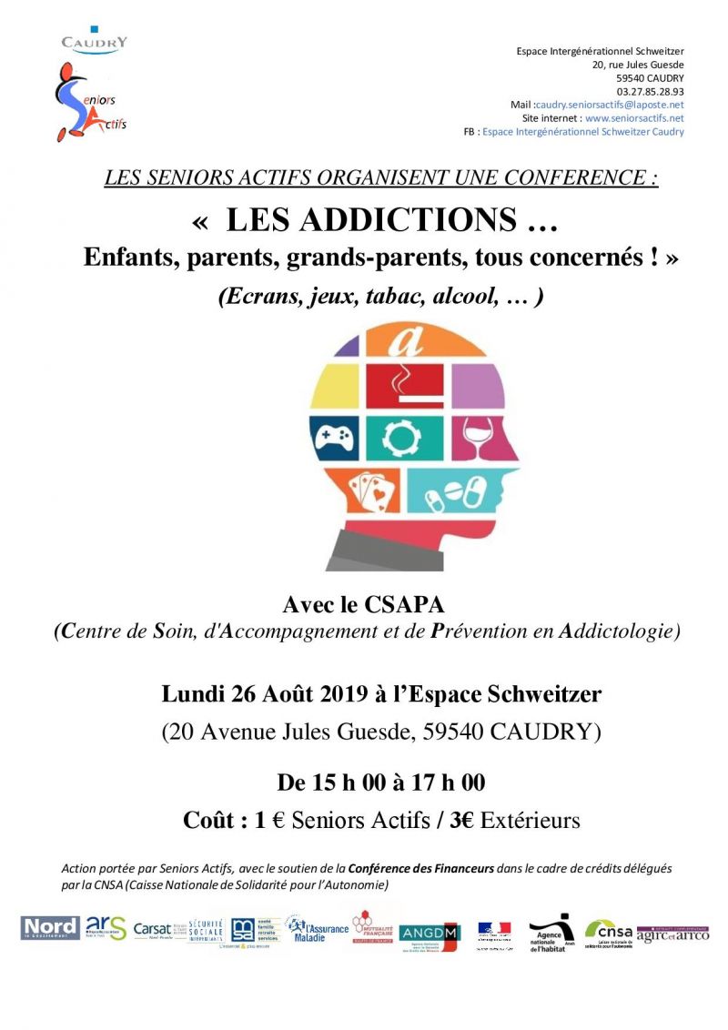 Conférence Les Addictions ... Enfants, parents, grands-parents, tous concernés !
